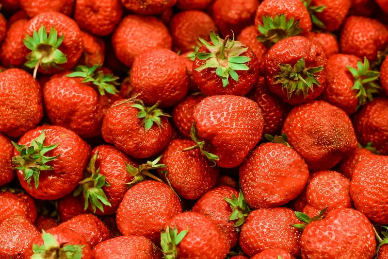 Pile of fresh red strawberries